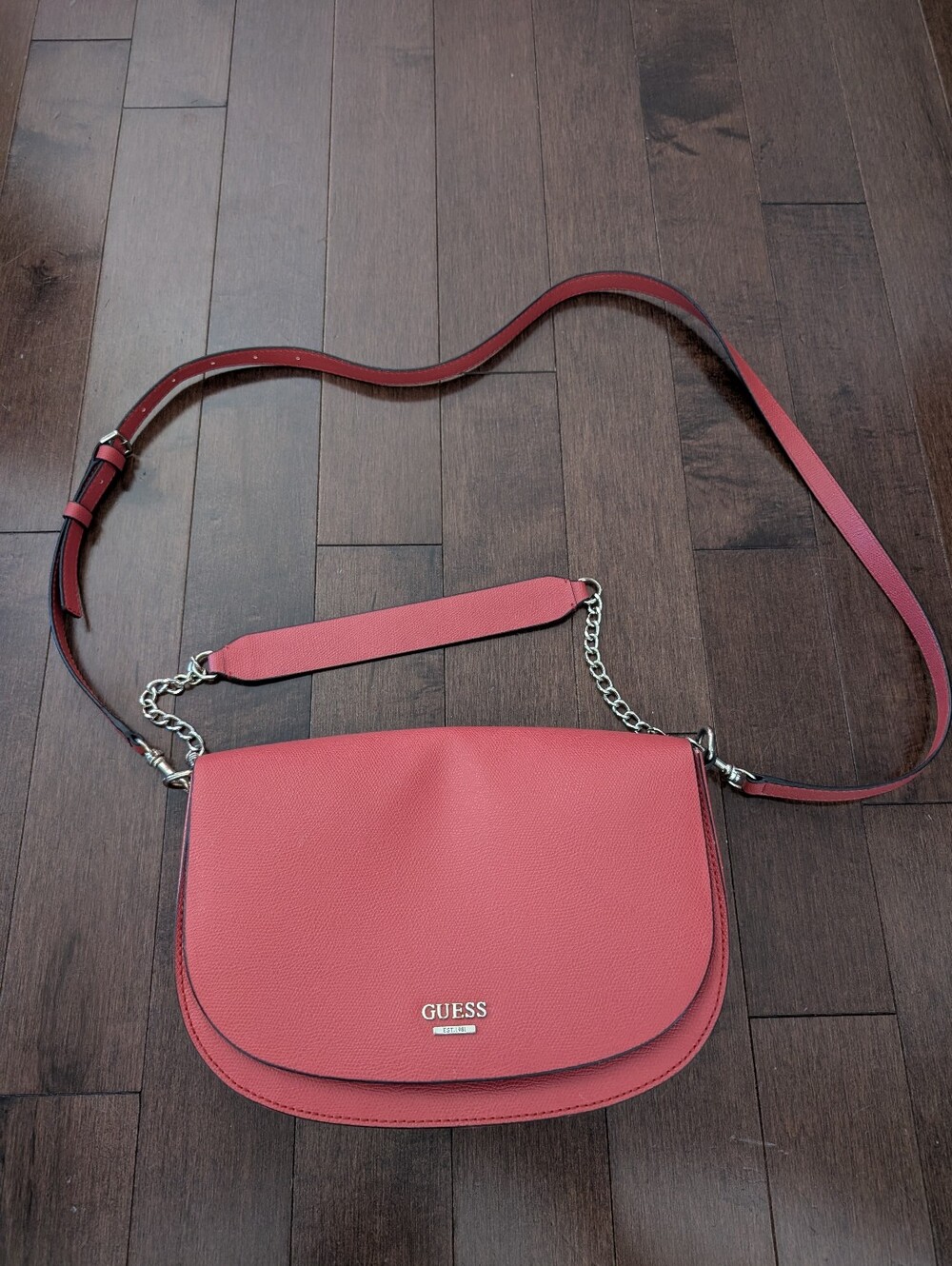 GUESS Red Leather Crossbody Satchel Purse